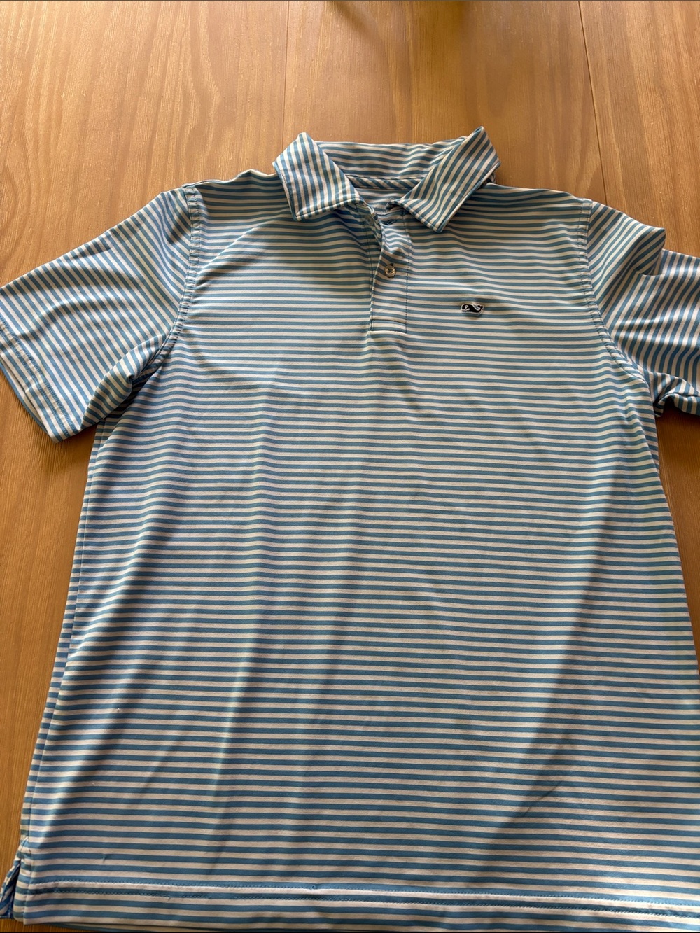 Vineyard Vines Light Blue and White Striped Polo Shirt